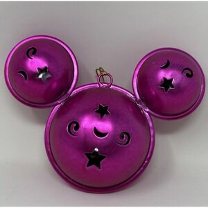 Disney Parks Mickey Mouse Ears Purple Wizard Jingle Bells Metal Ornament